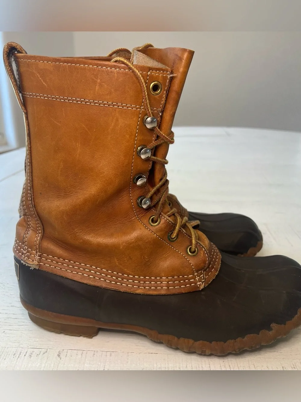 L.L. Bean Brown Leather Lace-Up Duck Boots